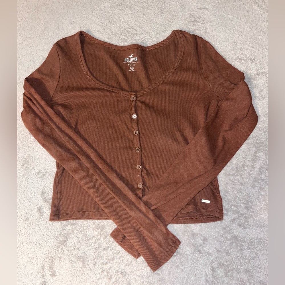 Brown Hollister Long Sleeved baby tee